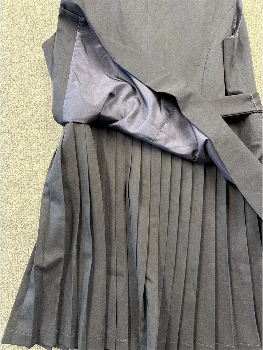 NWT  Commense  Navy Blue Belted Pleated Sleeveless Blazer Mini Dress Sz L - Picture 8 of 13